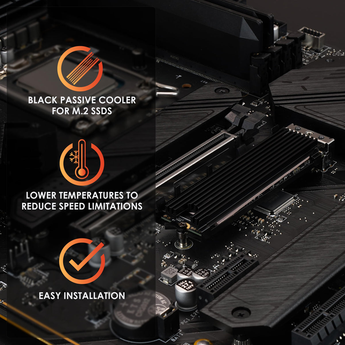 Thermal Grizzly NVMe M.2 SSD Cooler - Including 2X Matching Minus Pad 8 Thermal Pads - Compatible with Various Manufacturers Like Samsung, Kingston