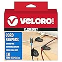 VELCRO Brand Cord Keepers | Soft Nylon Cable Clips Organize Wires in Home, Office, Desk or Nightstand | Removable Adhesive Back Holds Secure, Removes