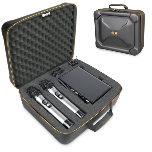 USA Gear Microphone Case, Wireless Microphones & Systems Hard Case Compatible with JBL Wireless, Sennheiser E 835, Tonor & More - 12" Customizable