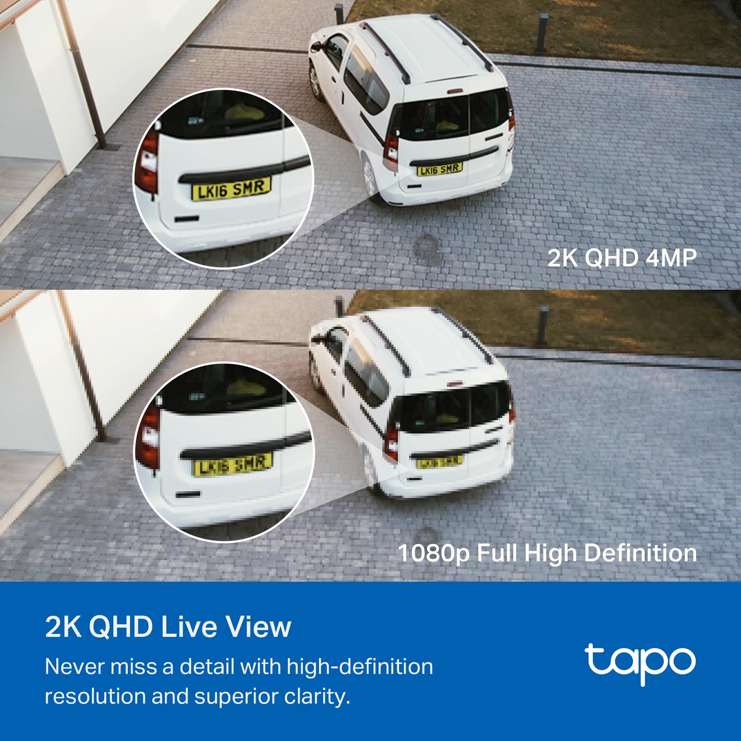 Tapo 2K+ Outdoor Wired Floodlight Security Camera - 2800 Lm Dimmable, Motion Activated, Person & Vehicle Detection, 24/7 Recording, Subscription-Free