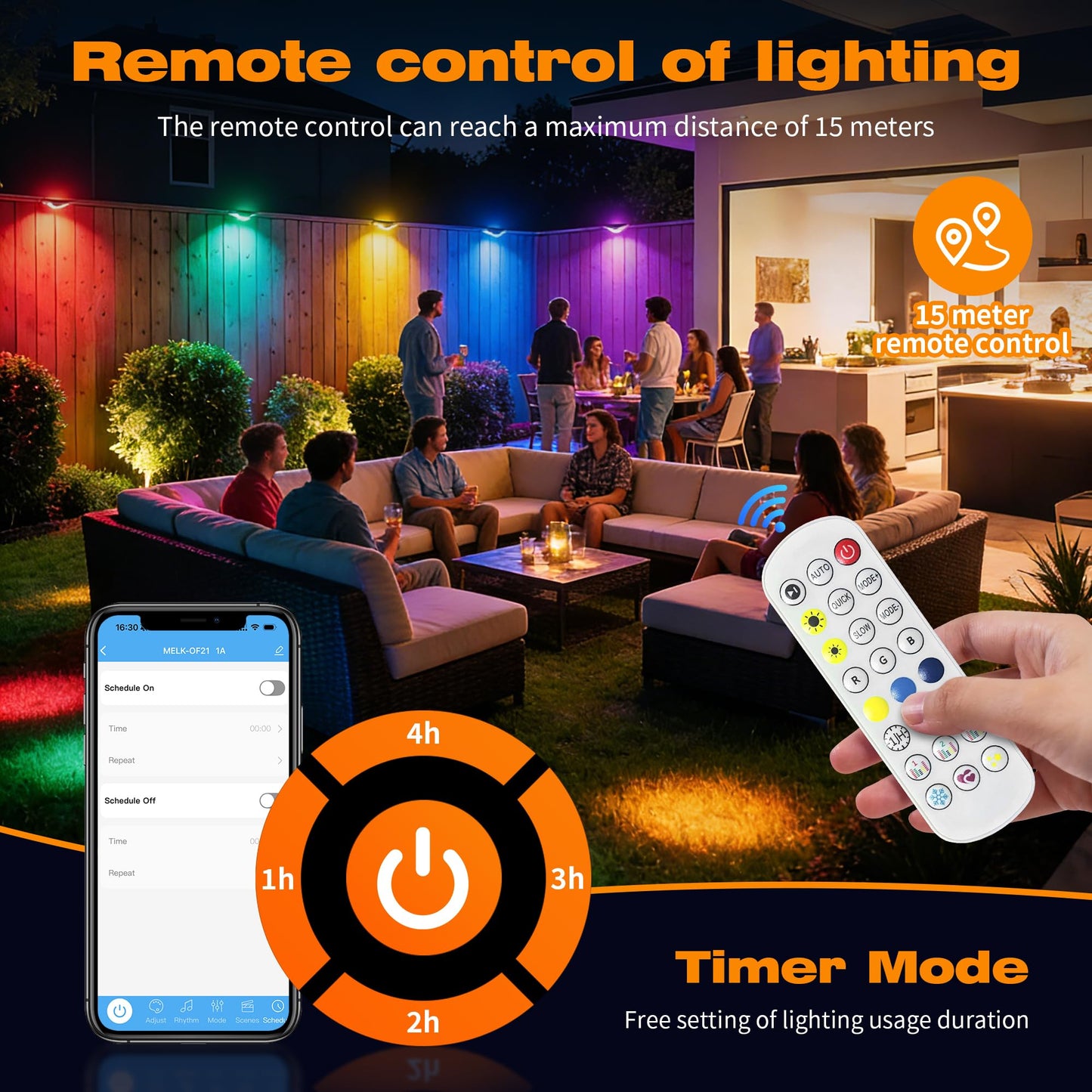 Updated 2026 Outdoor Fence Lights,Smart App&Remote Control 8 Packs Plug-in Color Changing String Lights 50ft with Timer,RGBIC IP67 Waterproof Outdoor
