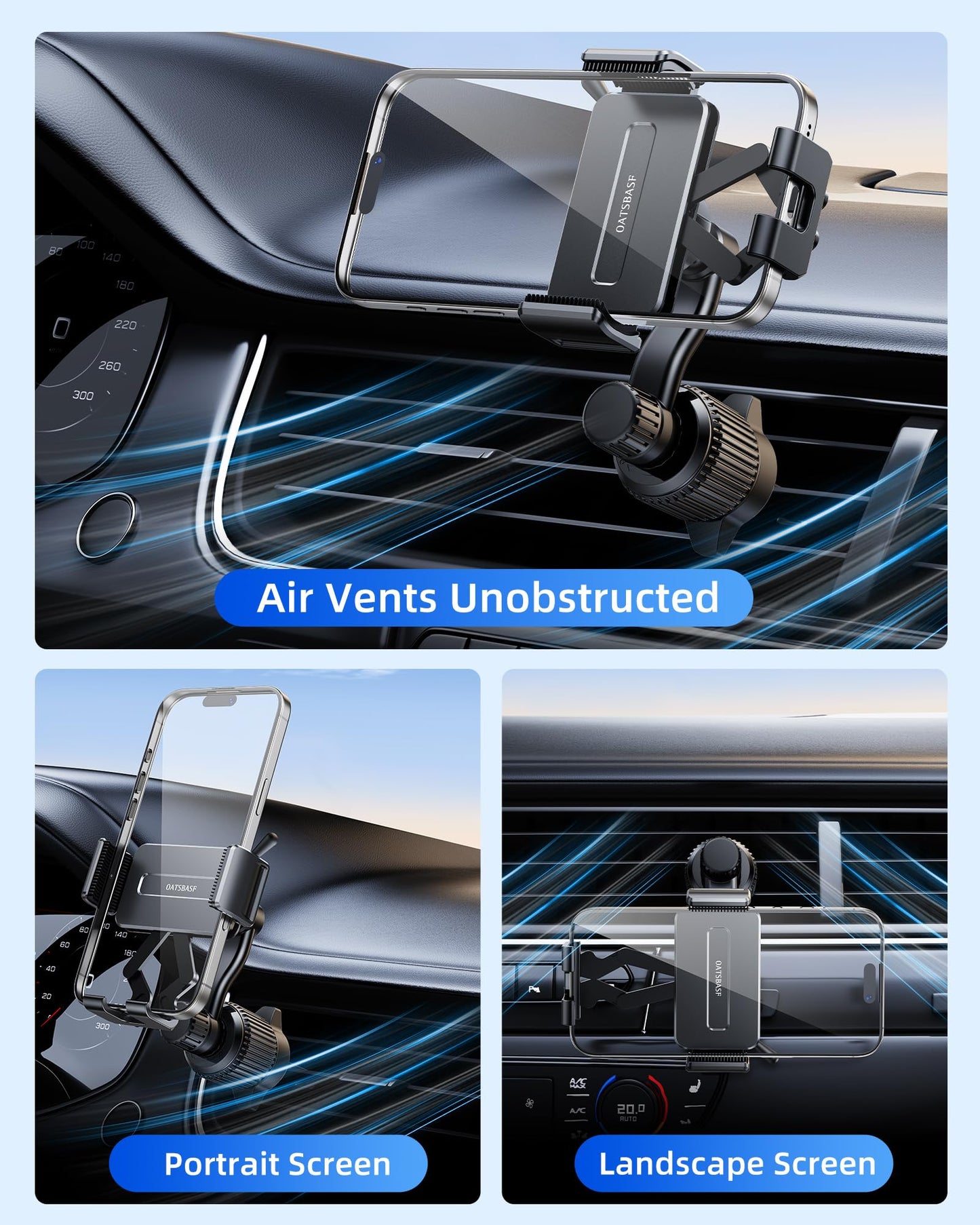 DICMKY 360 Rotatable Car Vent Phone Mount [No Blocking Air Vent] Universal Clip Vehicle Cell Phone Holder Stand Hands Free, Fit for iPhone 17 Pro Max