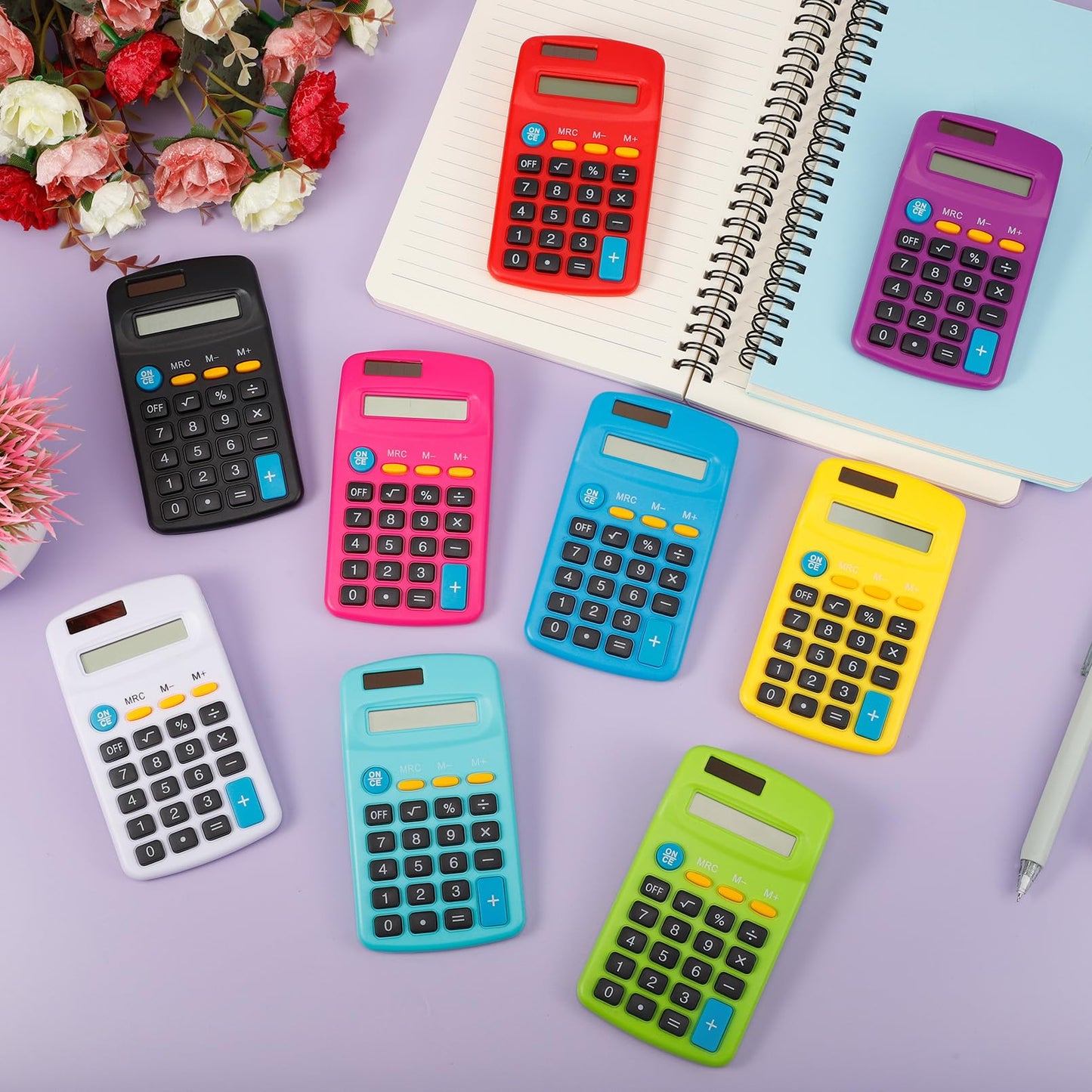 CACASO 18 Pcs Pocket Calculator,Pocket Size Calculator,8 Digit Display Solar Battery Dual Power Desktop Calculators for Students Kids Home Office(9