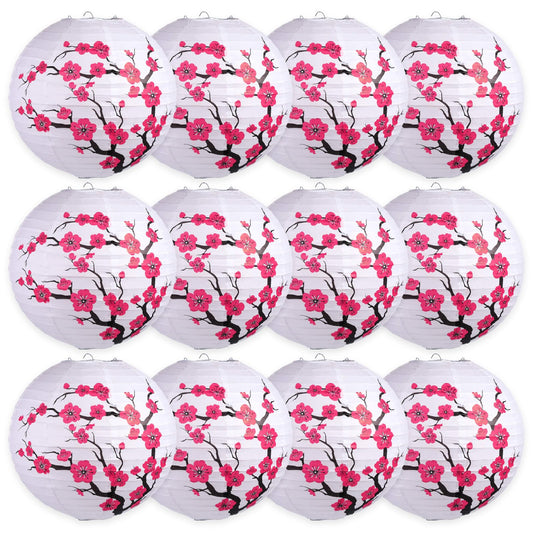 LEFTSTARER 6Pcs Cherry Blossom Lantern Decor for Cherry Blossom Party Decorations, Japanese Paper Lantern Lamp for Japanese Party Decorations, Mulan