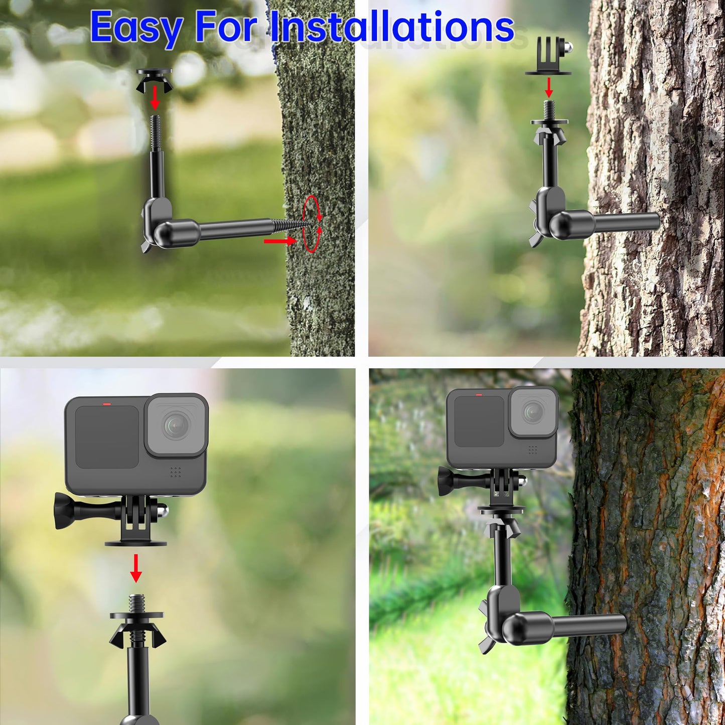 nuobake Trail Cam Mount, Game Cam Mount 2-Pack Tree Stand Holder Screw in with 1/4"-20 Thread, 360° Rotating Bracket, 4.4lbs Capacity Stealth Wildlife