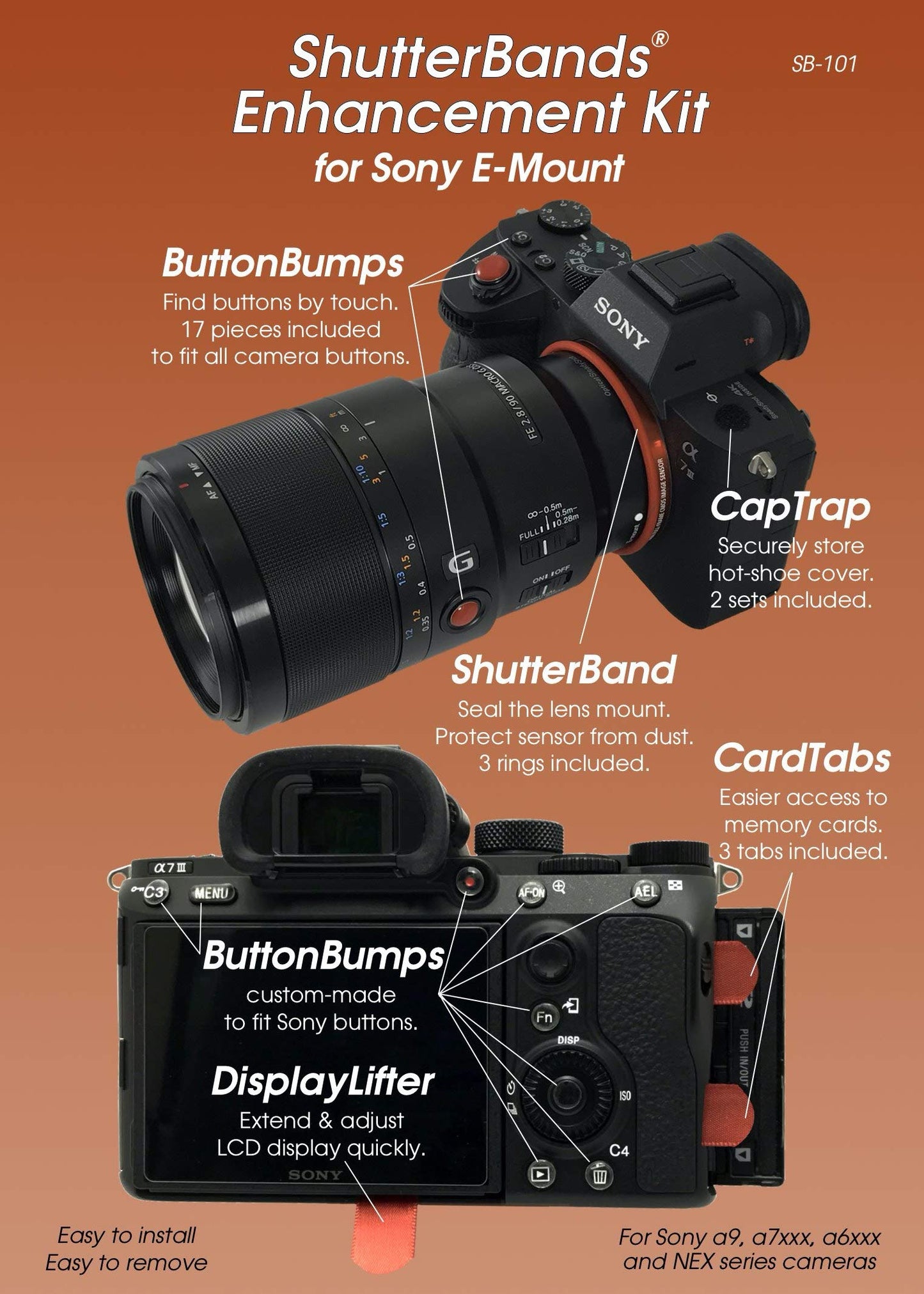 ShutterBands Enhancement Kit - 5 Accessories Compatible with Sony E-Mount Cameras