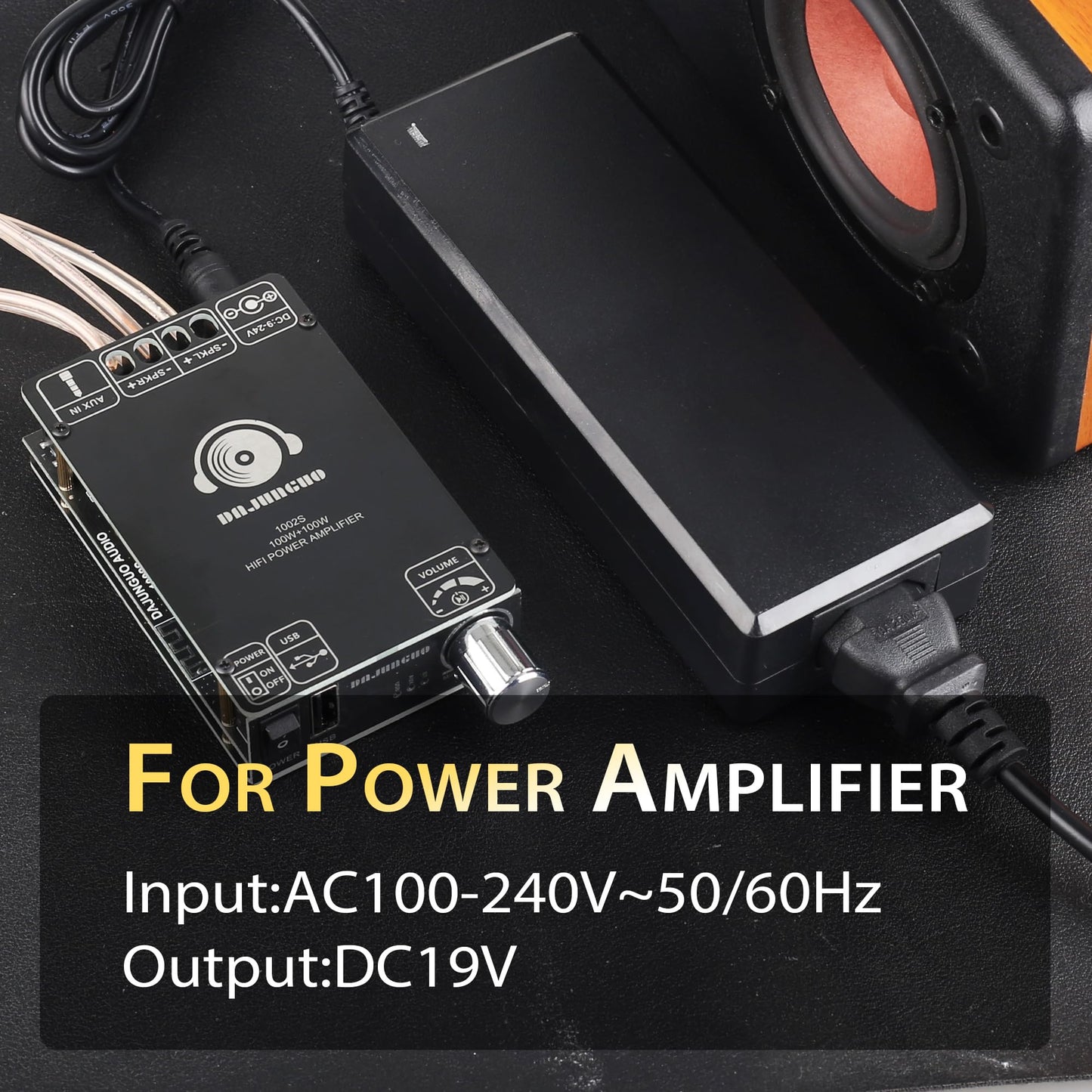 19V Power Supply 100V~240V AC Input and 5.5mmx 2.5mm Plug for Audio Amplifiers
