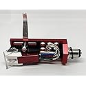 Cartridge and Stylus, Conical needle and Red Headshell with mounting bolts for Pioneer PL50, PL518, PL512, PL530, PL630, PLA45D, PLA35, PL516, PL88FS