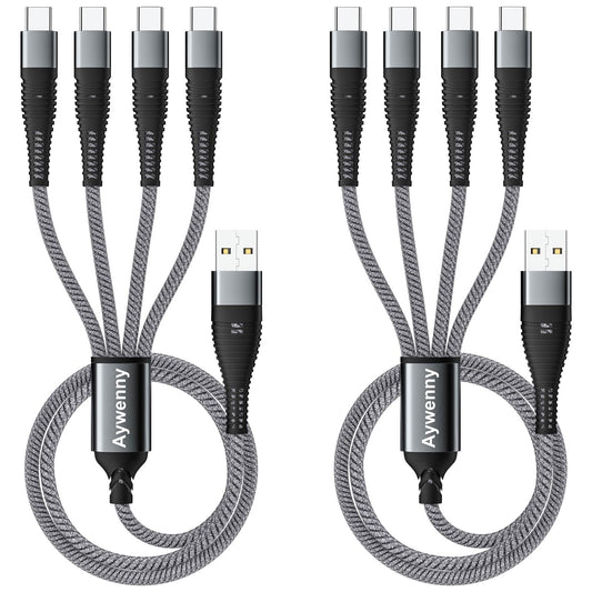 Aywenny USB Type C QC3.0 Fast Charging 4-in-1 Multi USB C Splitter Cable,USB Type C Sync Cord with 4 USB C Connector,for iPhone17 16 15 Pro Max