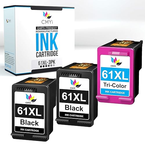 CMYi 61XL Replacement Combo Pack Ink Cartridges for HP DeskJet 1510, 1511, 1512, 1513, 1514, 2000, 2050, OfficeJet 2620, 2621, 2622, 4630, 4631, 4632