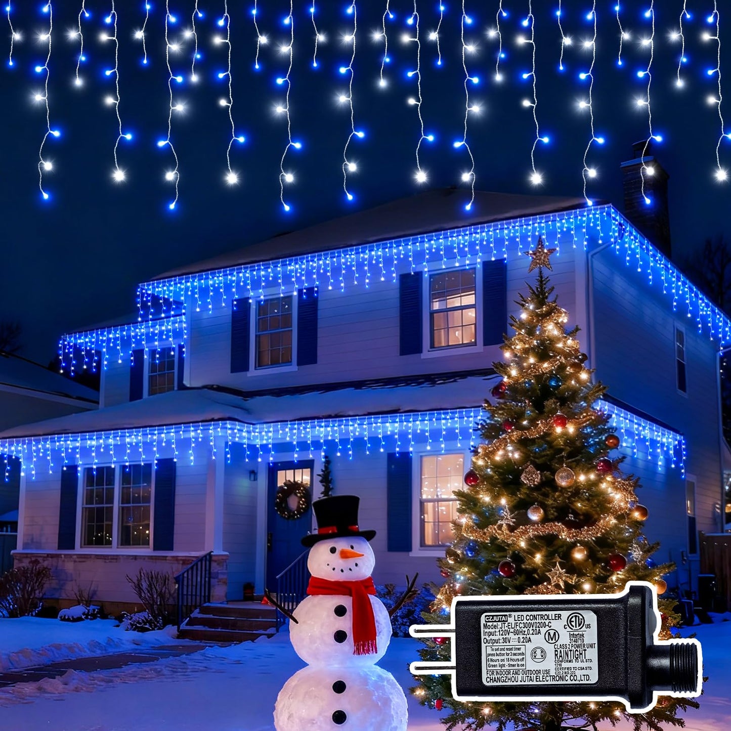 BYIZO Christmas Outdoor Icicle Lights - 480 LED 66+33 FT 8 Modes Curtain Fairy String Light Plug in, Waterproof for Eaves Yard Holiday Xmas Holiday