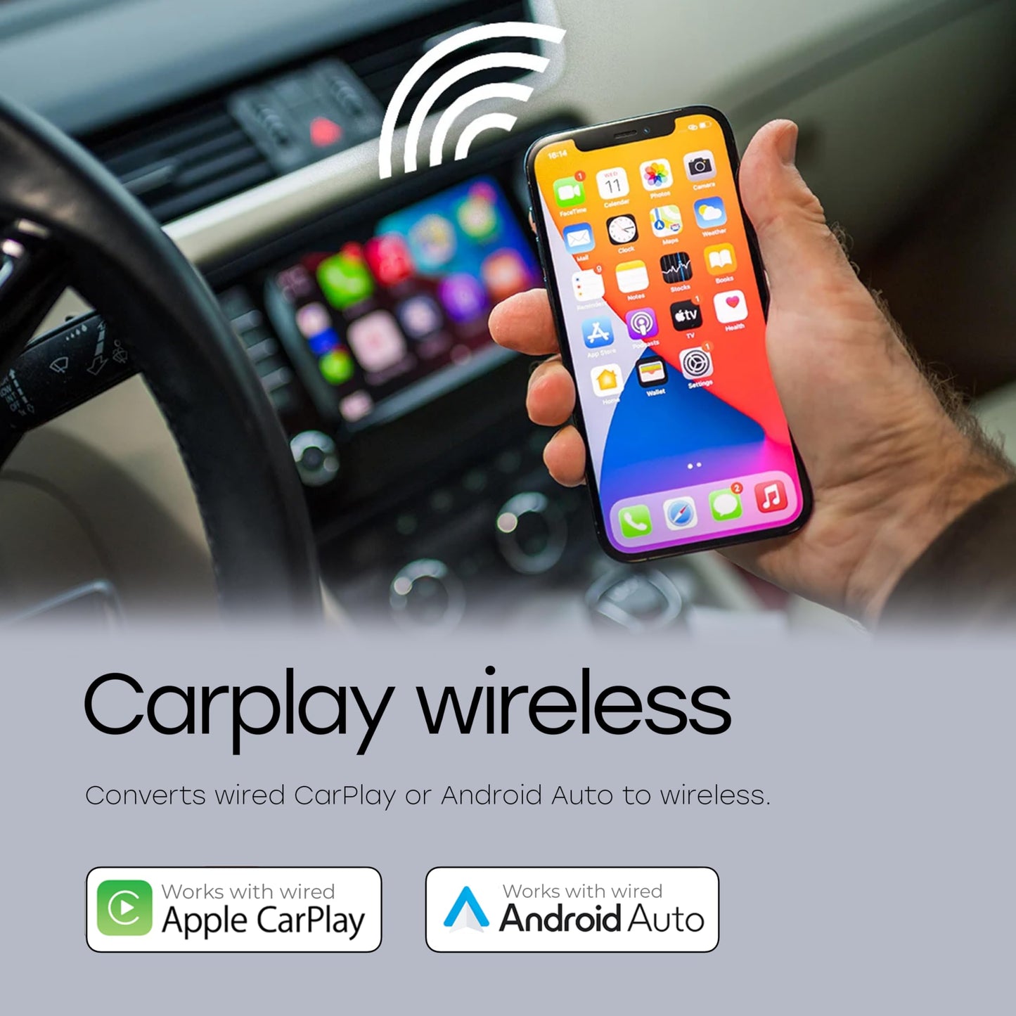Kempro Wireless CarPlay & Android Auto Adapter, 2026 Upgraded Chipset, 2-in-1 Plug & Play Dongle, Wired to Wireless Converter, USB-A/USB-C, Auto