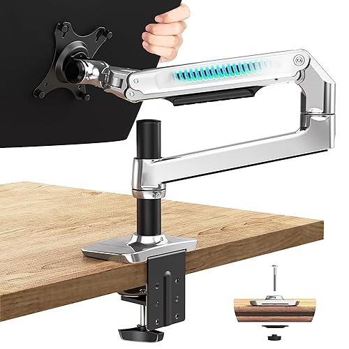 Ergounion Single Monitor Arm Desk Mount, Holds Screens up to 40 Inches and 25 lbs, Fully Adjustable Vesa Monitor Mount with C-Clamp and Grommet Base