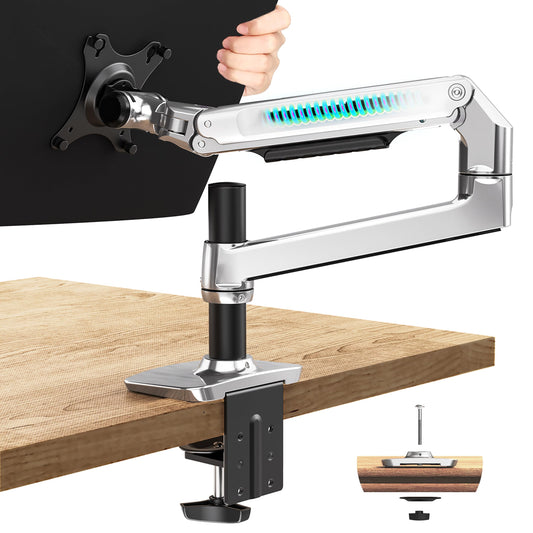 Ergounion Single Monitor Arm Desk Mount, Holds Screens up to 40 Inches and 25 lbs, Fully Adjustable Vesa Monitor Mount with C-Clamp and Grommet Base