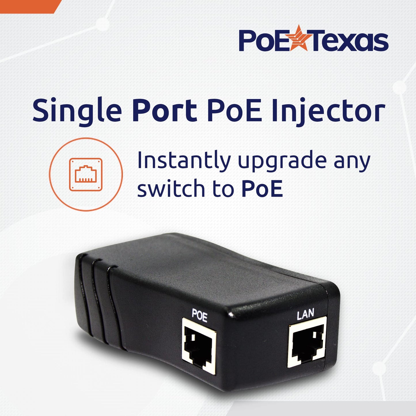 Poe Texas PoE Injector - Single Port Power Over Ethernet Passive PoE Adapter - UL Rated with Integrated 48V 15W Power Supply - 10/100/1000 Gigabit