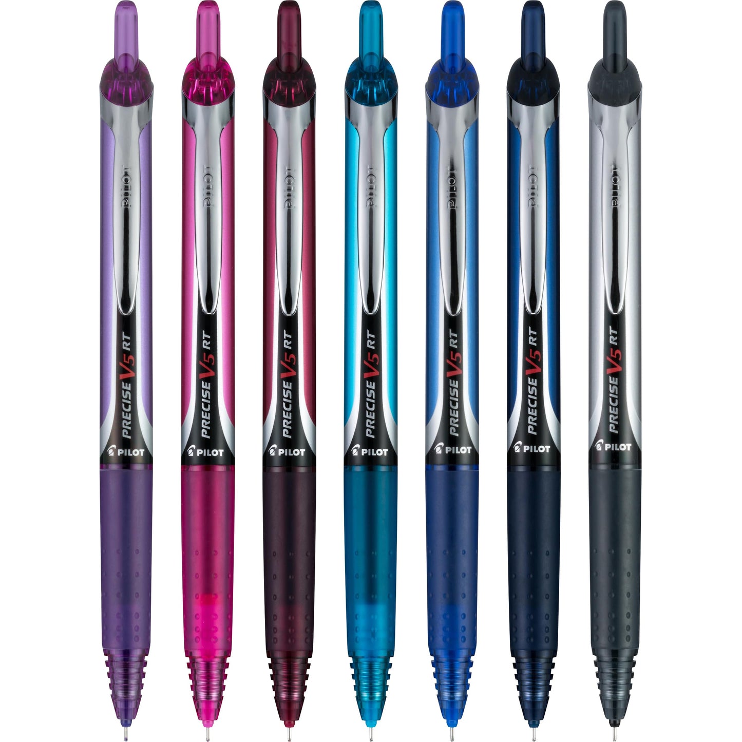 Pilot Precise V5 RT Refillable & Retractable Rolling Ball Pens, Extra Fine Point Pens, 0.5 mm, Assorted Bulk, Pack of 48 - Ideal for School
