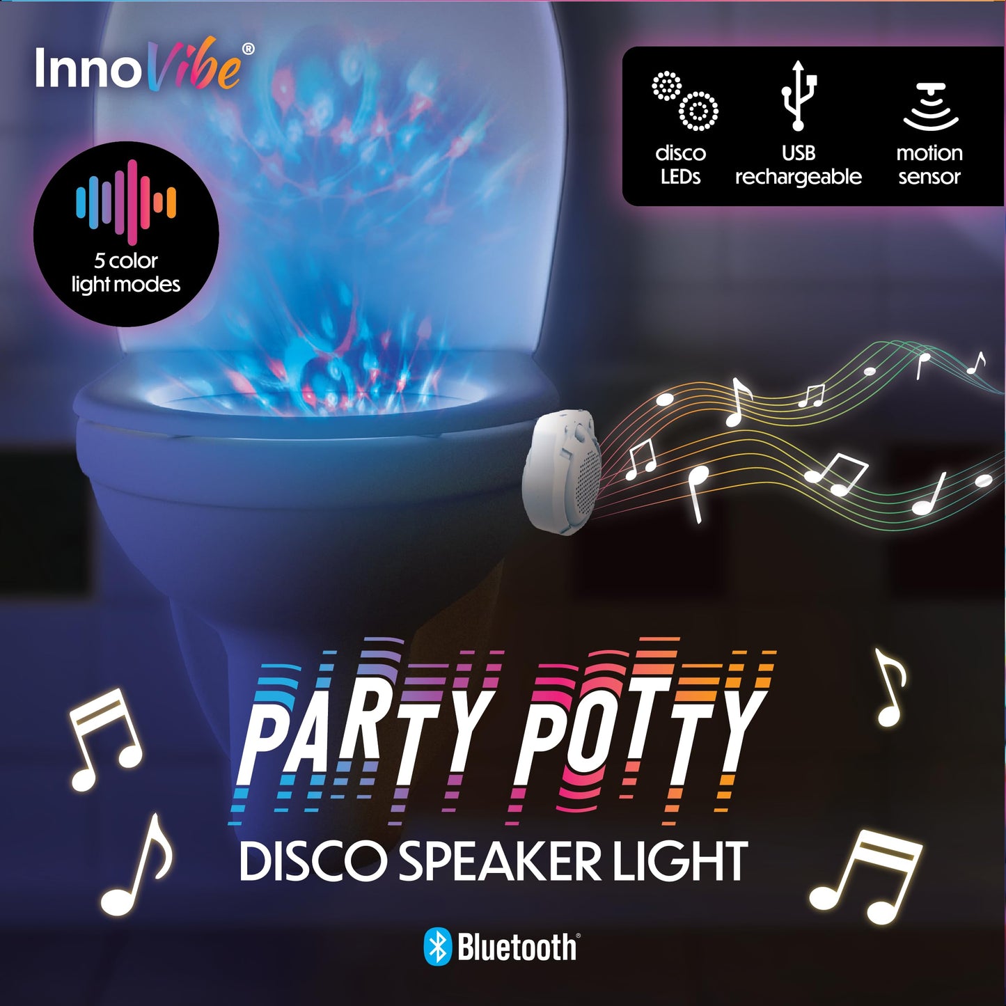 Toilet Disco Speaker, Motion Activated Light, Turn Your Late Night Bathroom into an Awesome Experience, 4 Awesome Lights to Optimize Your Fun