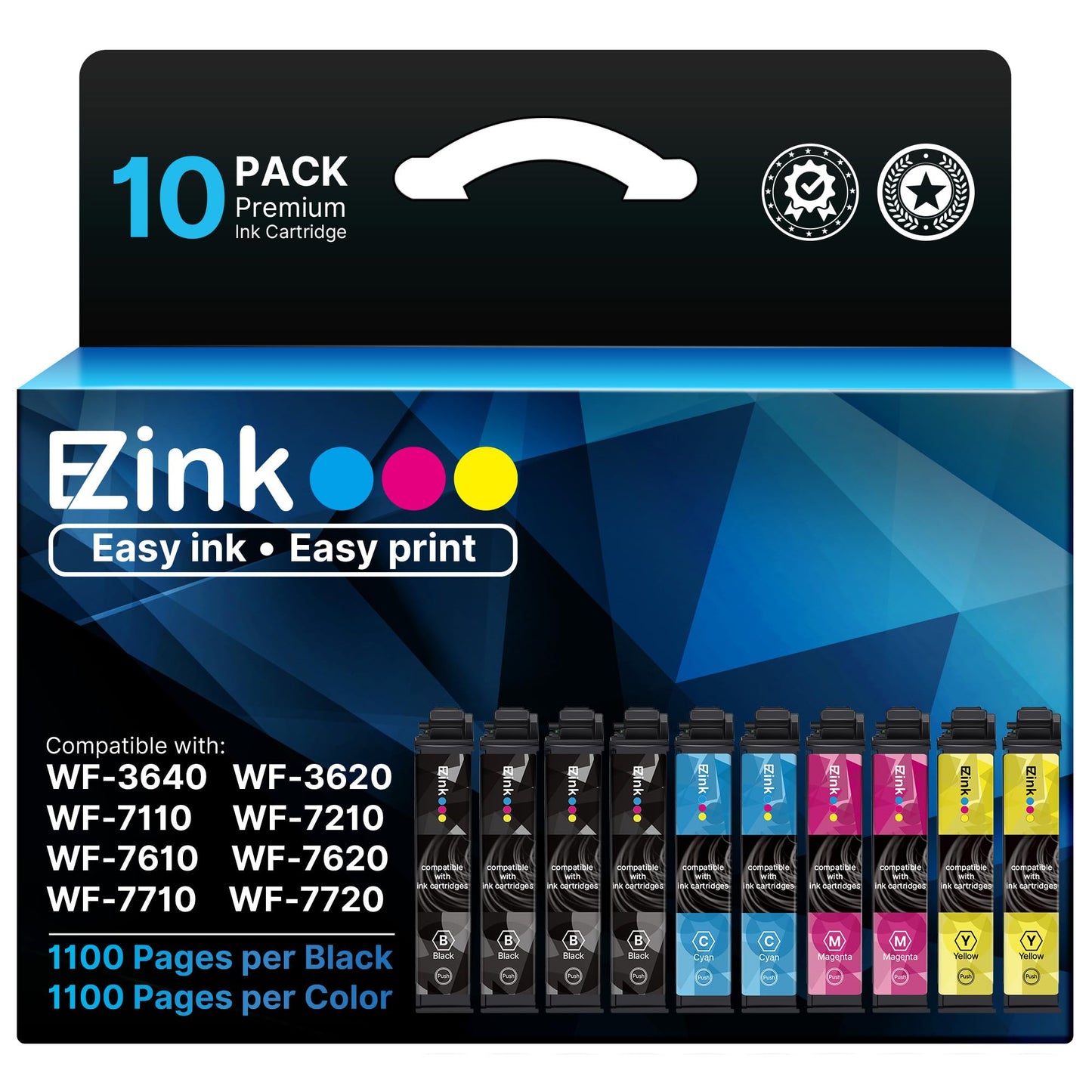 E-Z Ink Remanufactured Ink Cartridge Replacement for 252XL Combo Pack for Epson Printer Workforce WF-7110 WF-7710 WF-7720 WF-3640 WF-3620 (4 Large