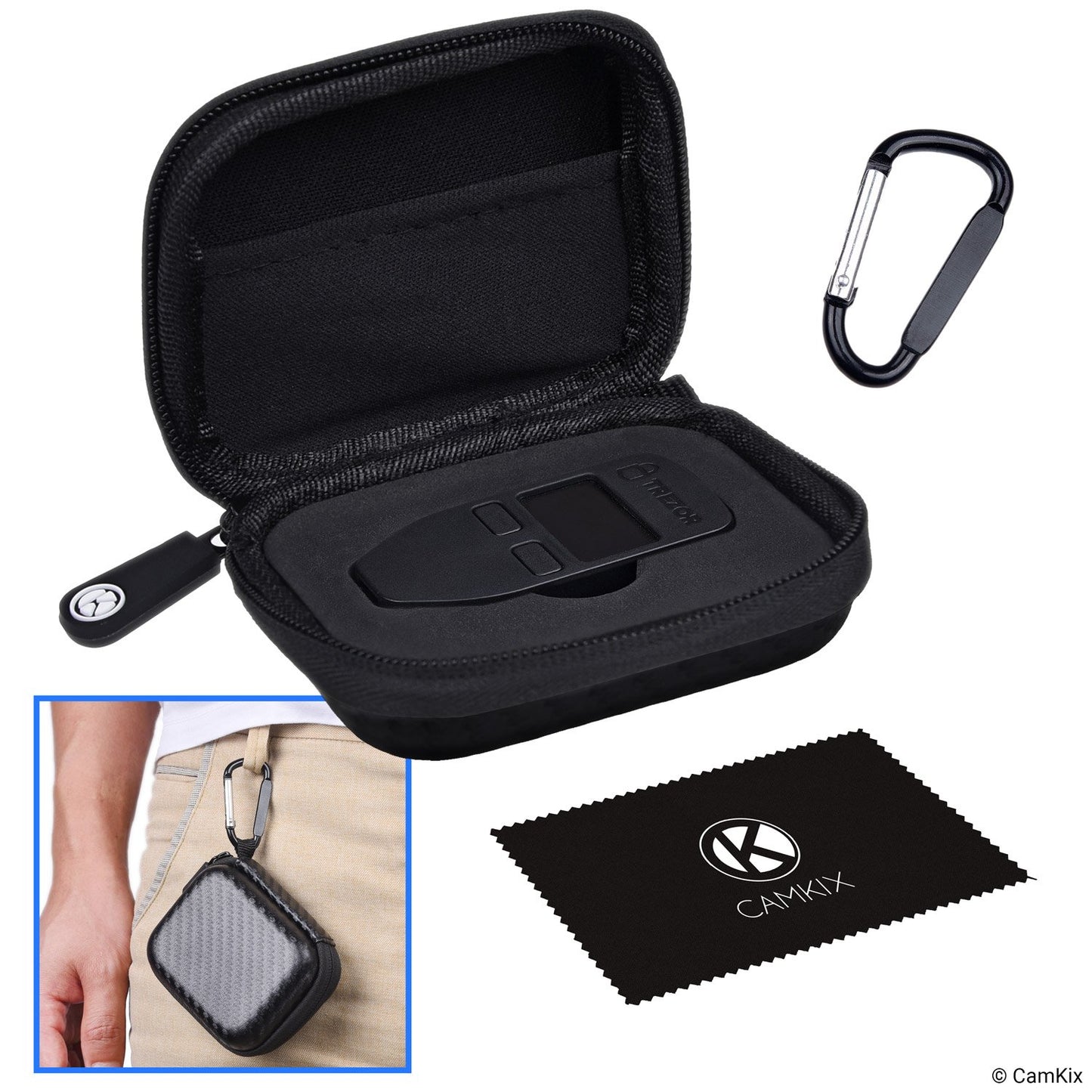 Protective Travel/Storage Case for Trezor One Bitcoin/Cryptocurrency Wallet - Durable Nylon Hardshell Case with Mesh Pocket (for USB cable) and