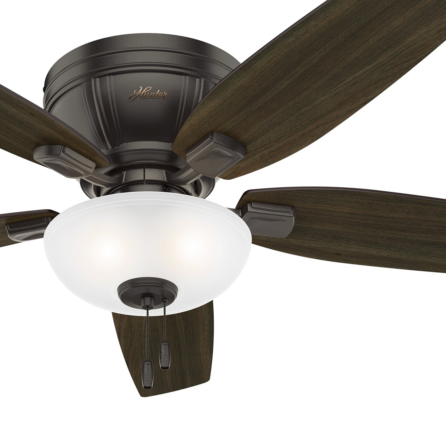 Hunter Fan 52 inch Low Profile Noble Bronze Ceiling Fan with LED Bowl Light Kit (Renewed)