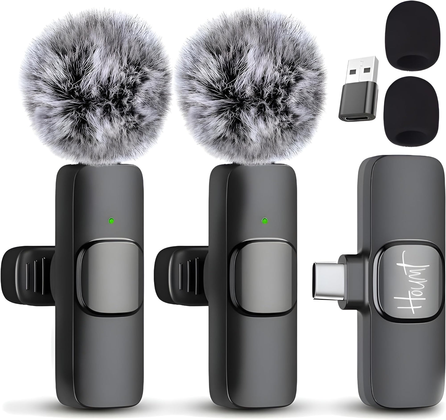 Houmt Wireless Microphone for iPhone 15 USB-C Compatible with Samsung s24 & iPhone 15 Series - Wireless Lavalier Microphone for Android - USB C