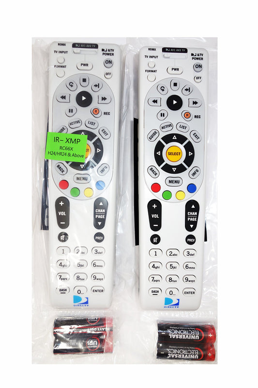 RC66X 2 Pack DirecTV RC66X IR Remote Control 2 Pack - Universal Programmable 4-Device for H24 H25 HR24 with XMP (+ All IRs), Batteries, Labels