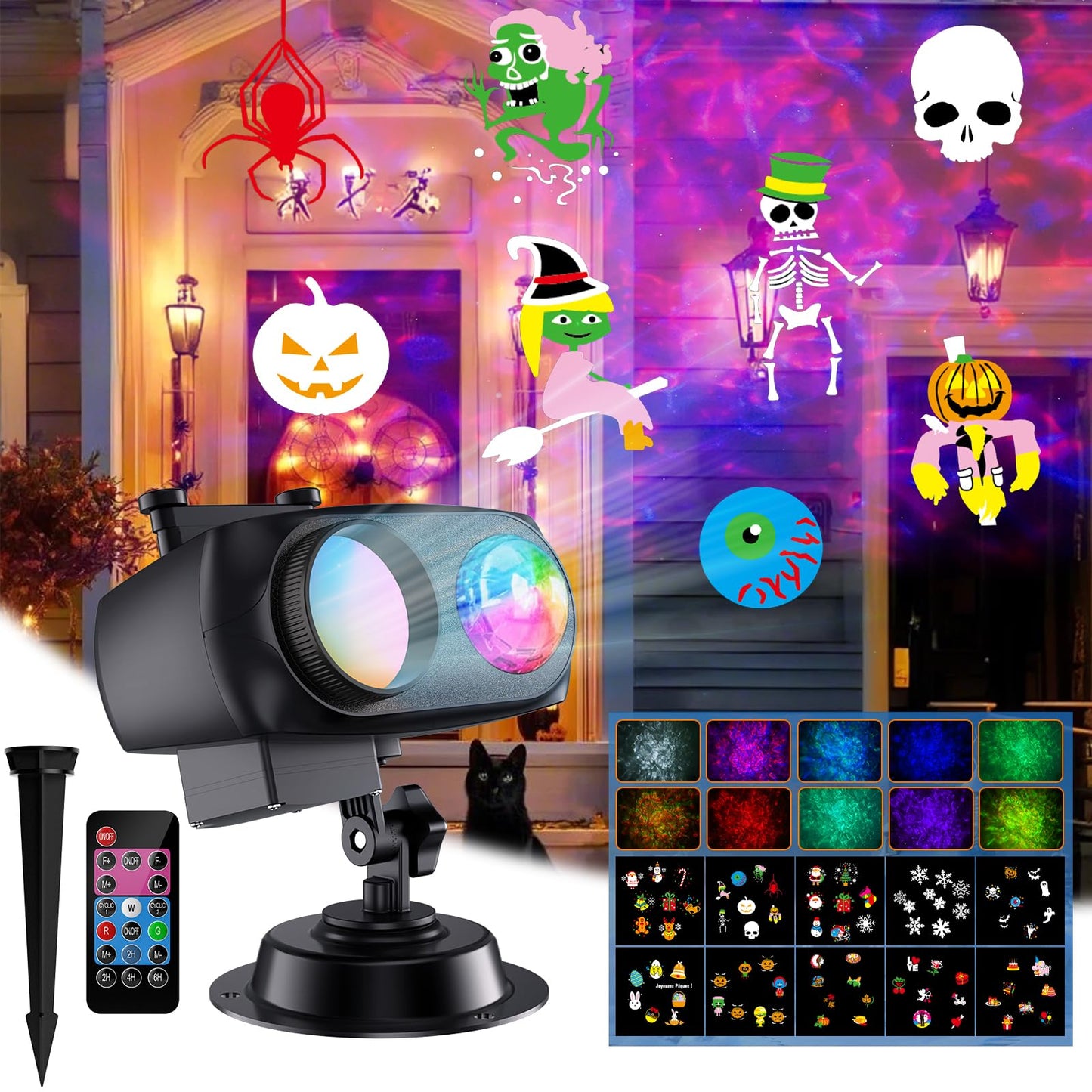 2026 Upgrade Halloween Christmas Projector Lights Decorations, COOLWUFAN Outdoor Indoor Holiday Projector Lights with Remote and 20 HD Effects(3D