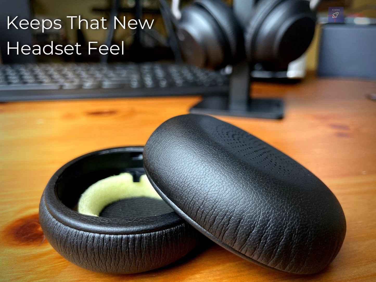 Replacement Ear Pad Cushions Compatible with Jabra Evolve2 65 and Evolve2 40 Headsets, Fits Earpiece Earcup to Exact Specs, 2pk of Leather Ear