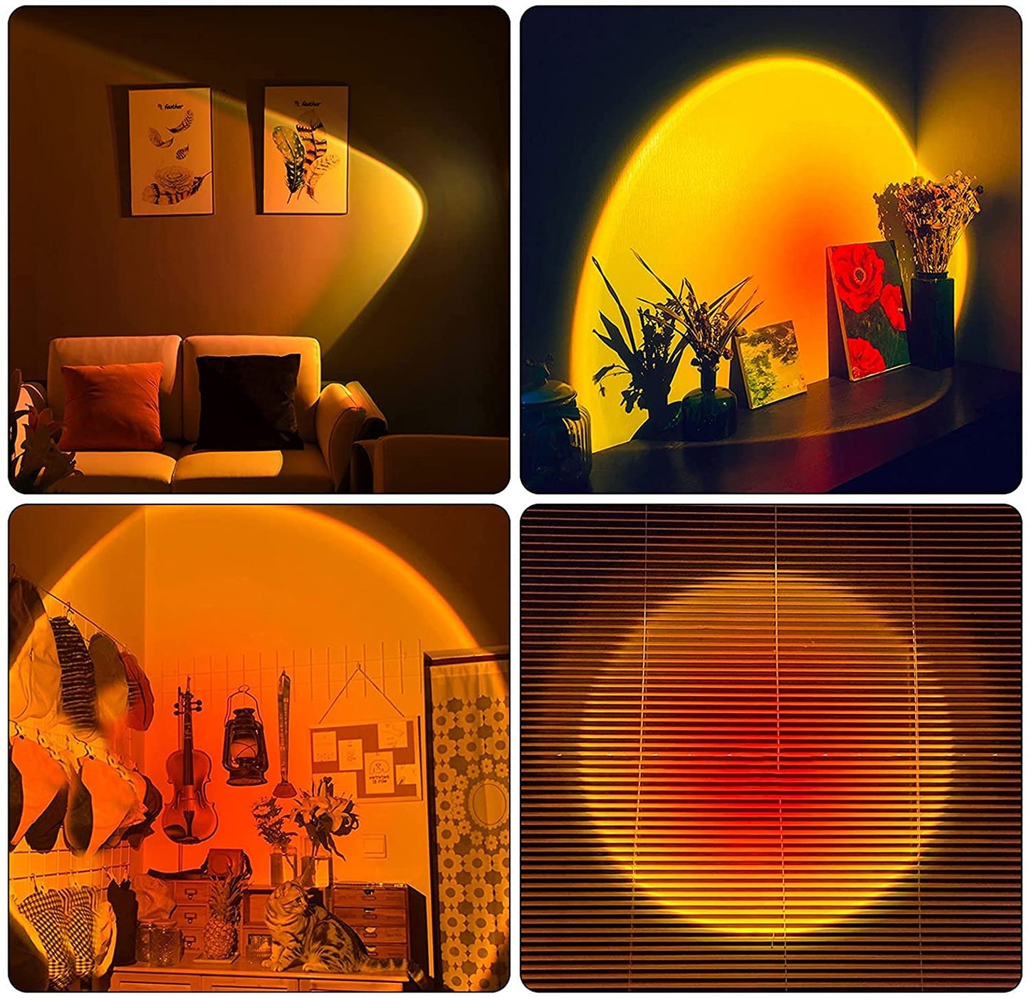 Sunset Lamp, 360° Rotation Sunset Projector Light, 6 Colors Rainbow Projection Night Light, USB LED Atmosphere Lamp for Selfie, Photography, Bedroom
