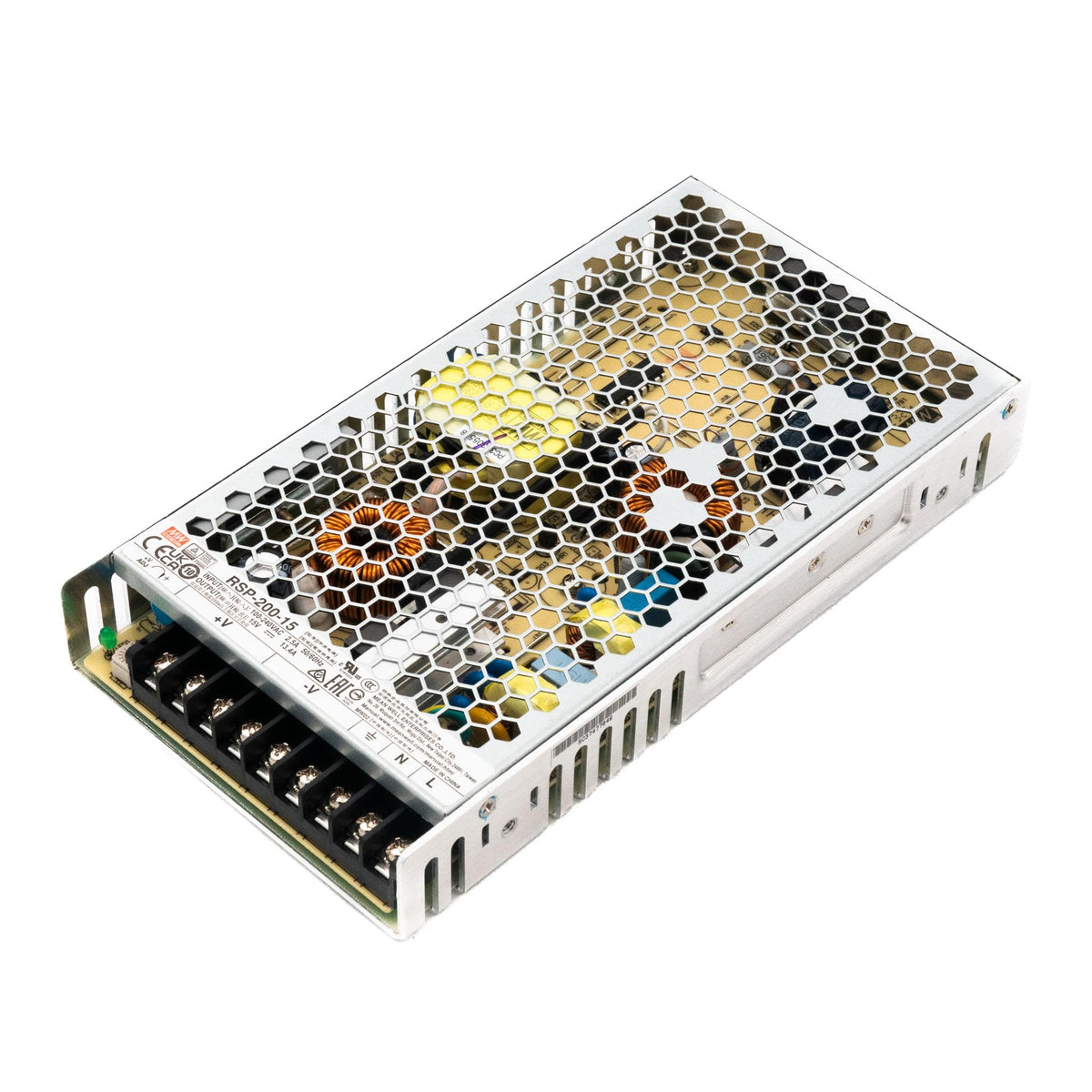 MEAN WELL RSP-200-15 AC to DC Switching Enclosed Power Supply with PFC Function, Single Output, 15 Volt, 13.4 Amp, 201 Watt