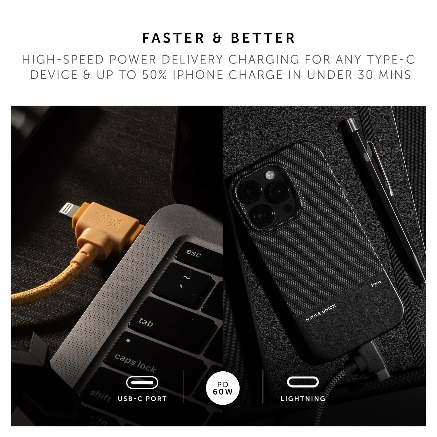 Native Union Belt Cable Duo - 5ft Ultra-Strong Braided Universal Charging Cable - Made with Recycled Materials - 2-in-1 Multi-Device MFi Certified…
