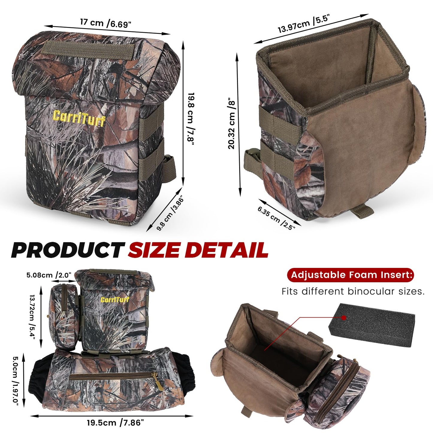 CarriTurf Waterproof Binoculars Harness with Rangefinder Pouch - Silent Material, Magnetic Closure, Hand Warmer Pockets for Hunting, Hiking & Giftable