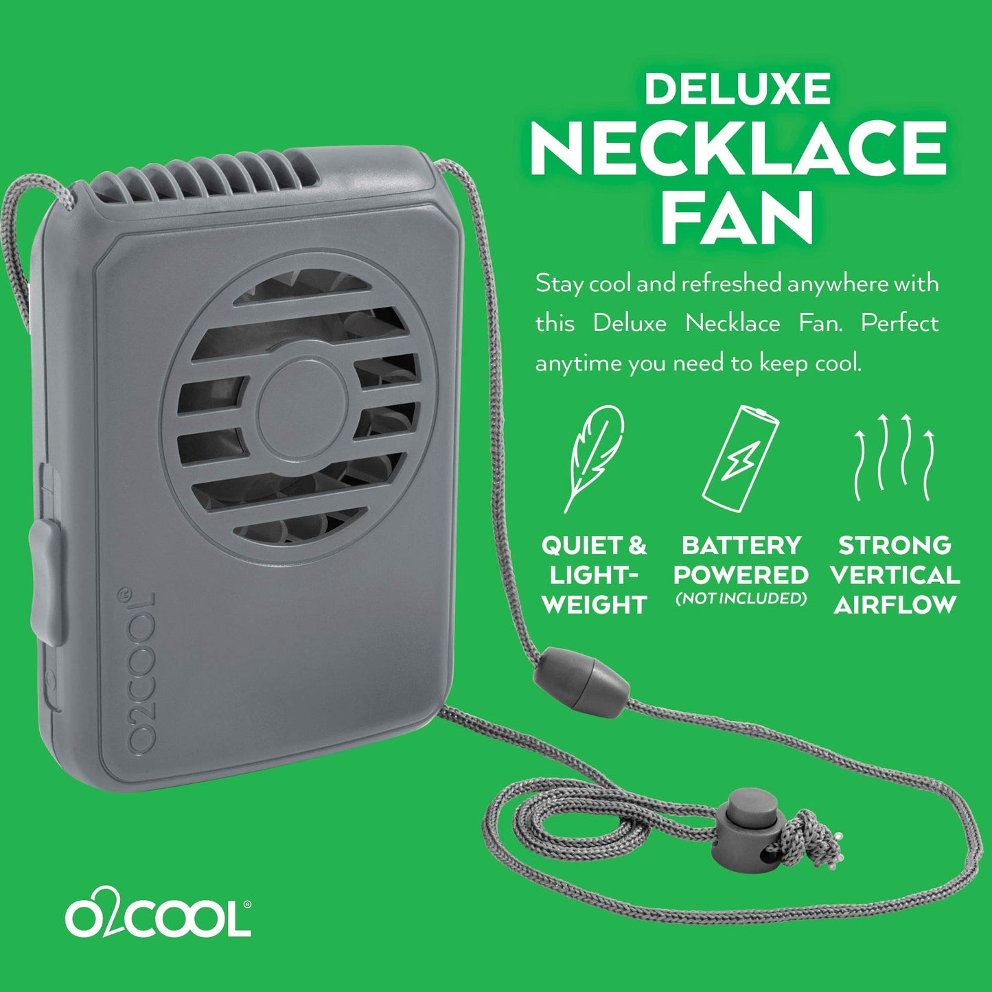 O2COOL Deluxe Hands-Free Wearable Necklace Fan Random Colors 2-Pack