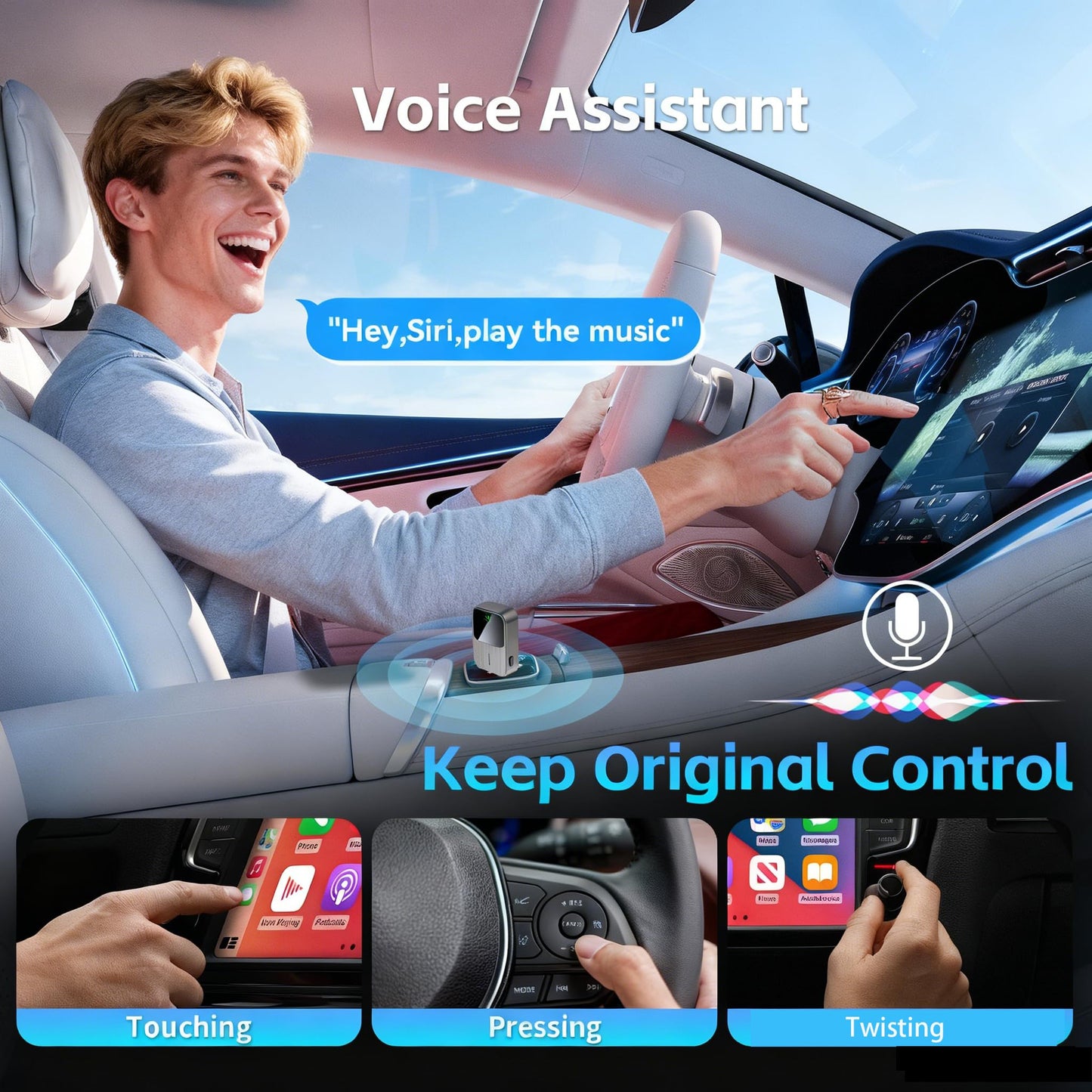 Wireless CarPlay Adapter for iPhone - Wired to Wireless CarPlay,Plug & Play,Fast & Stable Connection,Mini USB & Reset Button,Compatible with Cars