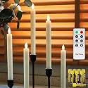 Rhytsing 10" Ivory Flameless Taper Candles with Timer, Battery Operated Dinner Candlesticks, Push-Activated, Textured Wax Finish, Warm White Light