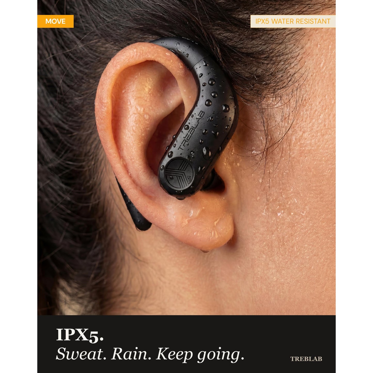 TREBLAB X3 Pro - Sports Wireless Ear Buds Bluetooth - Comfortable Workout Headphones with Secure Ear Hooks, 12H Long Battery Life, IPX5 Sweatproof