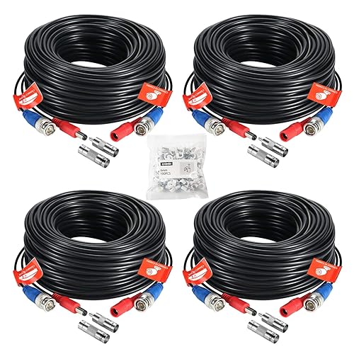 ZOSI 4 Pack 100ft 30M Ahd Tvi Bnc Power Video Cable Wire Connector for Security System CCTV Camera 4336304935