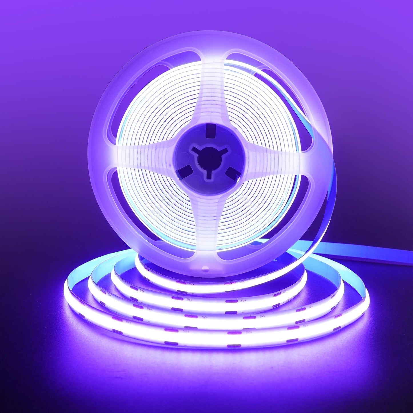 Clearhill 5V USB COB LED Strip Lights,9.84FT/3M,Purple,320LEDs/M,8mm Width,Not Waterproof IP20,1M USB Cable,Flexible LED Tape Light for DIY Home