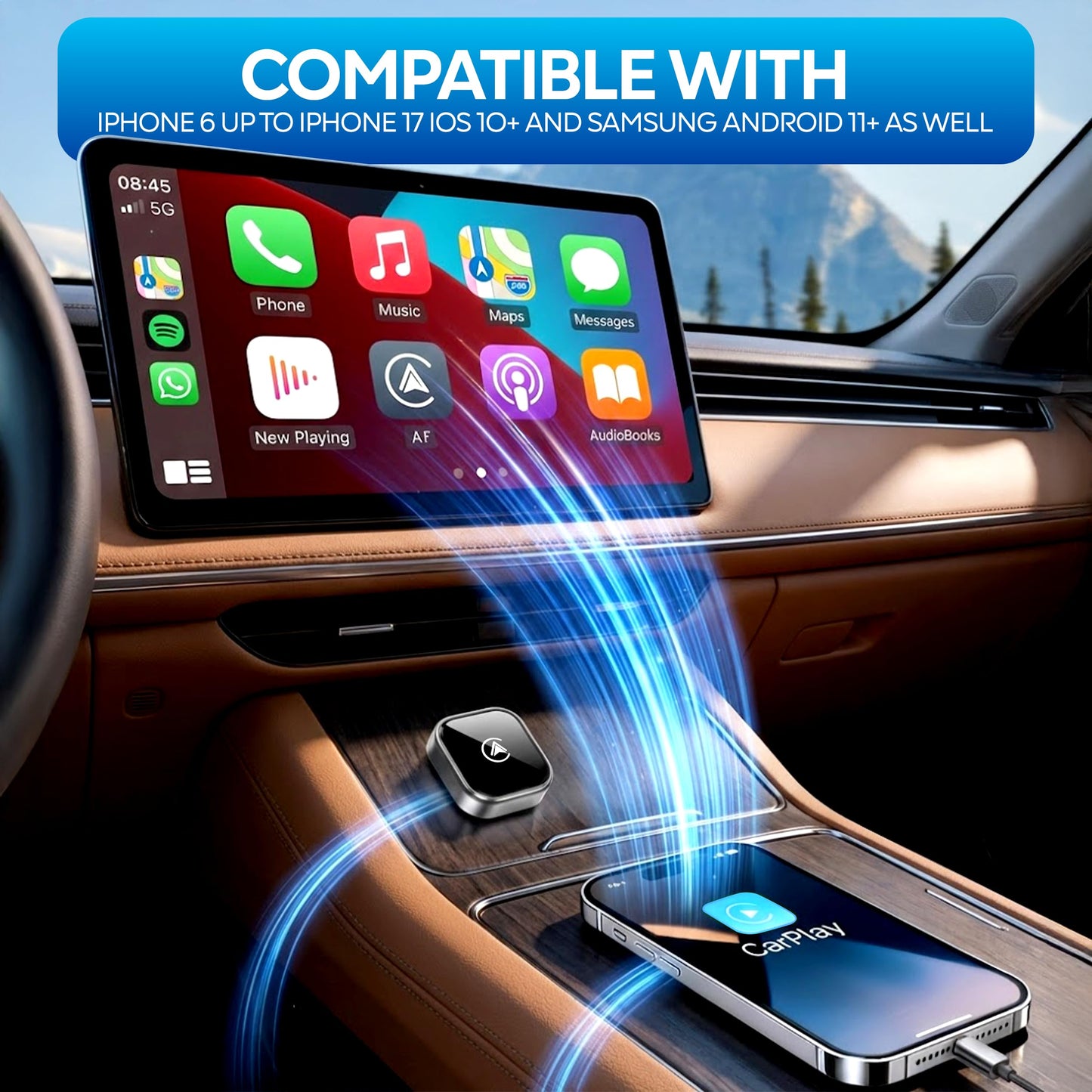 LURSSY Wireless Apple CarPlay Adapter - Upgraded 2026 Android Auto Adapter Having (2.4GHz+5.8GHz) Connection - Supports Both iPhone (iOS 10+) Android