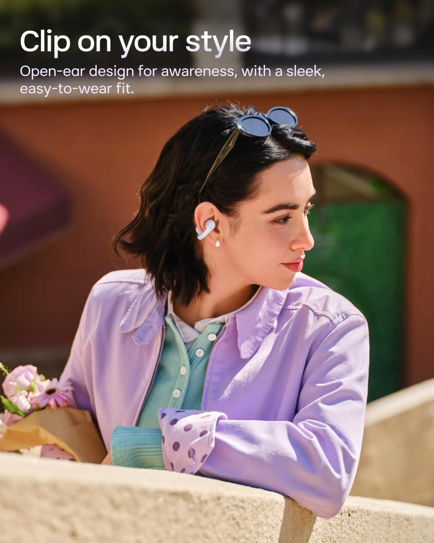 SHOKZ OpenDots Air Open-Ear Clip-On Bluetooth Earbuds, Purple,Touch Control