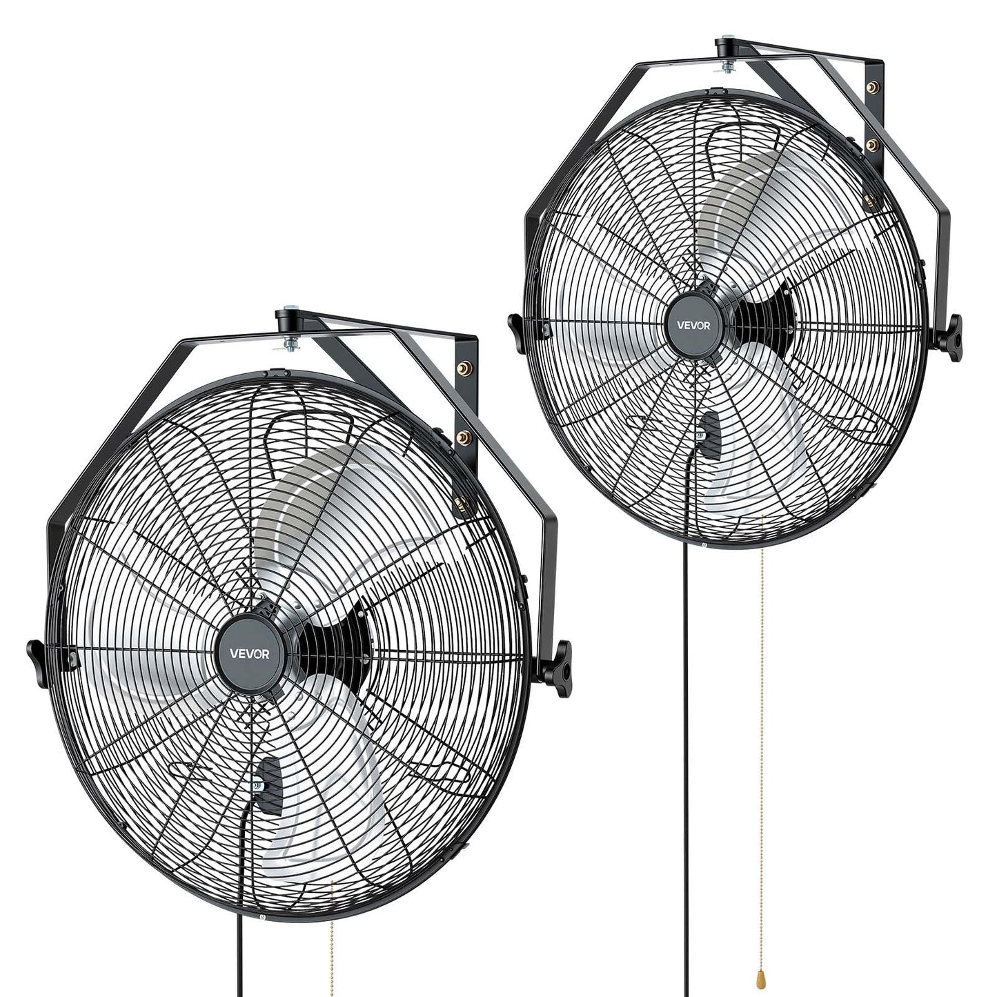 VEVOR Wall Mount Fan, 20 in Wall Mounted Hanging Fan, 3-Speed, Long Airflow Distance, Adjustable Rotation Angle, Mechanical Control, Powerful