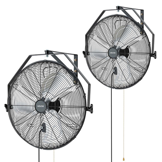 VEVOR Wall Mount Fan, 20 in Wall Mounted Hanging Fan, 3-Speed, Long Airflow Distance, Adjustable Rotation Angle, Mechanical Control, Powerful