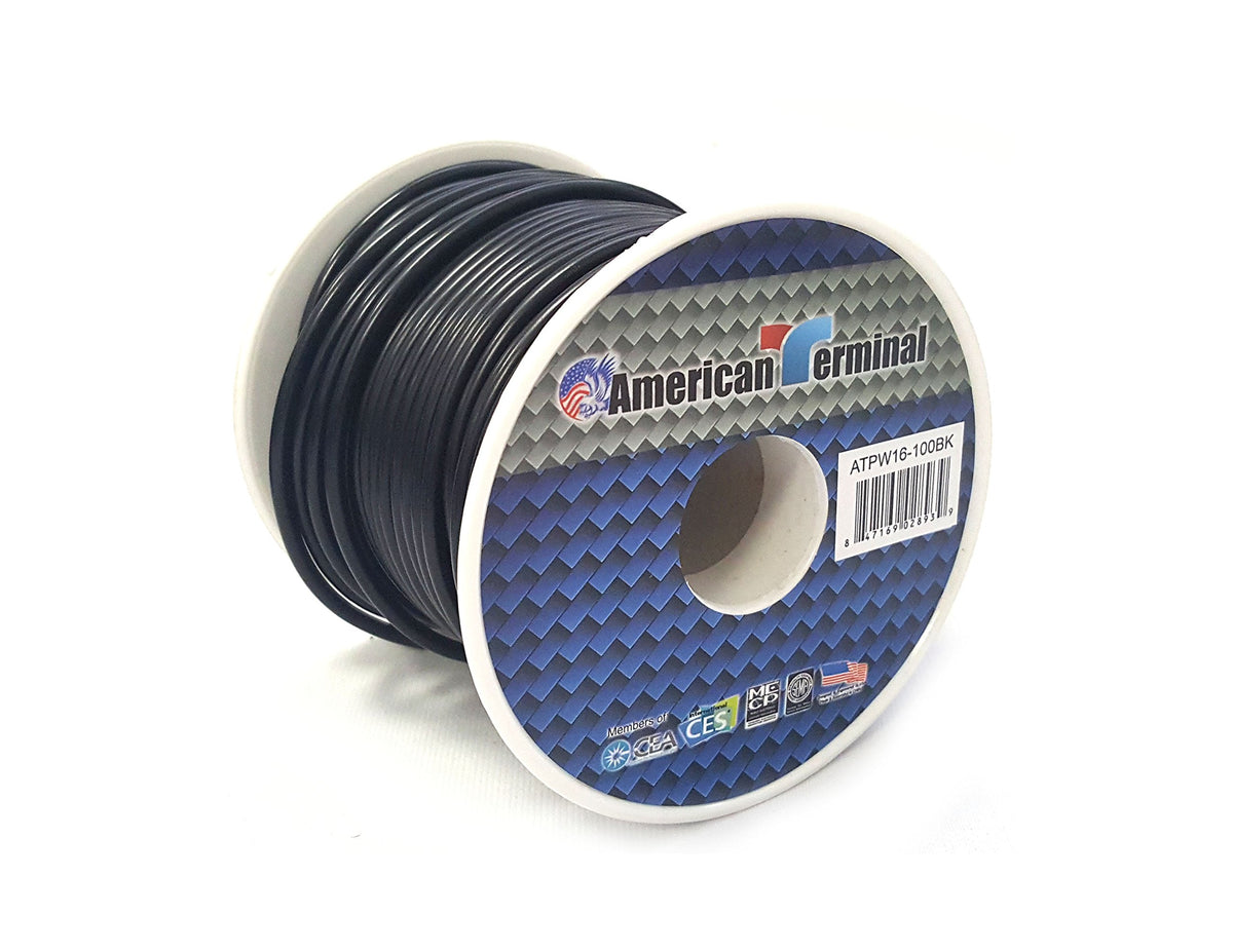 American Terminal ATPW16-100BK 16 Gauge Primary Wire, Black