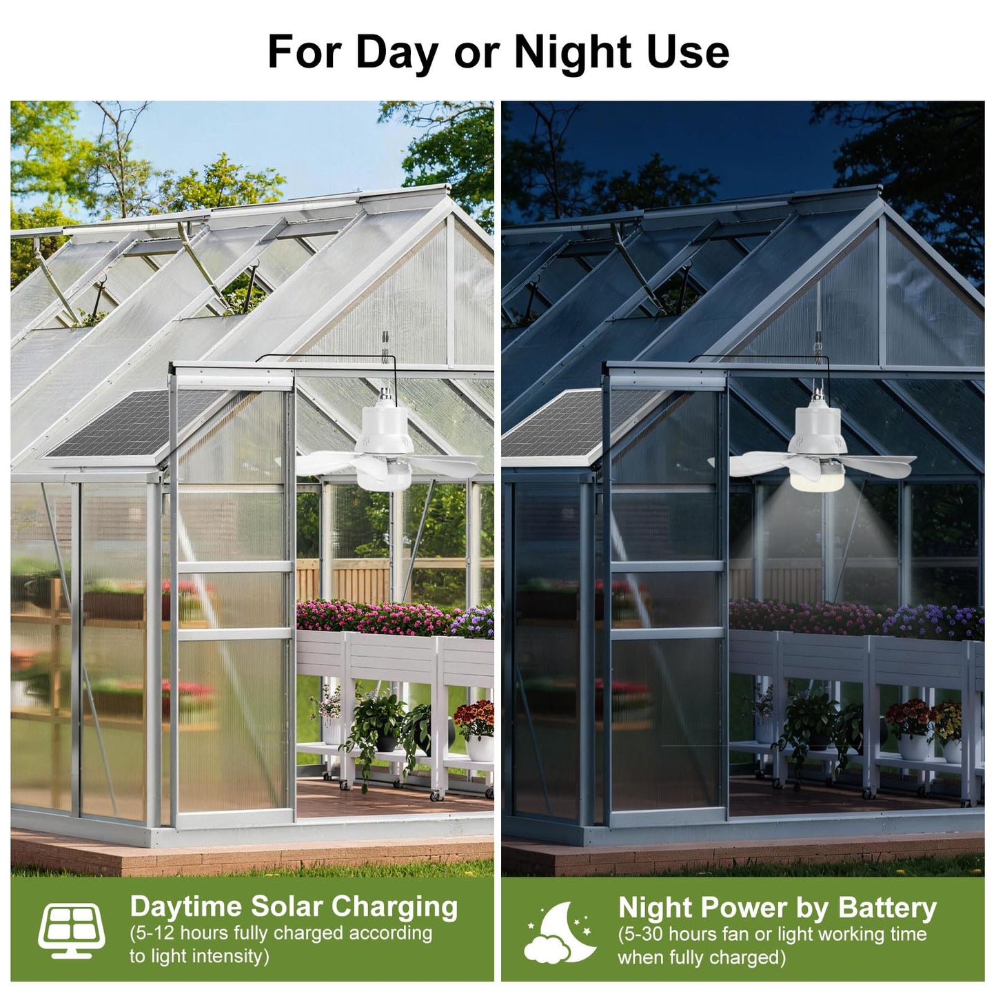 Roodike 18" Solar Ceiling Fan Light with Battery for Gazebo Patio