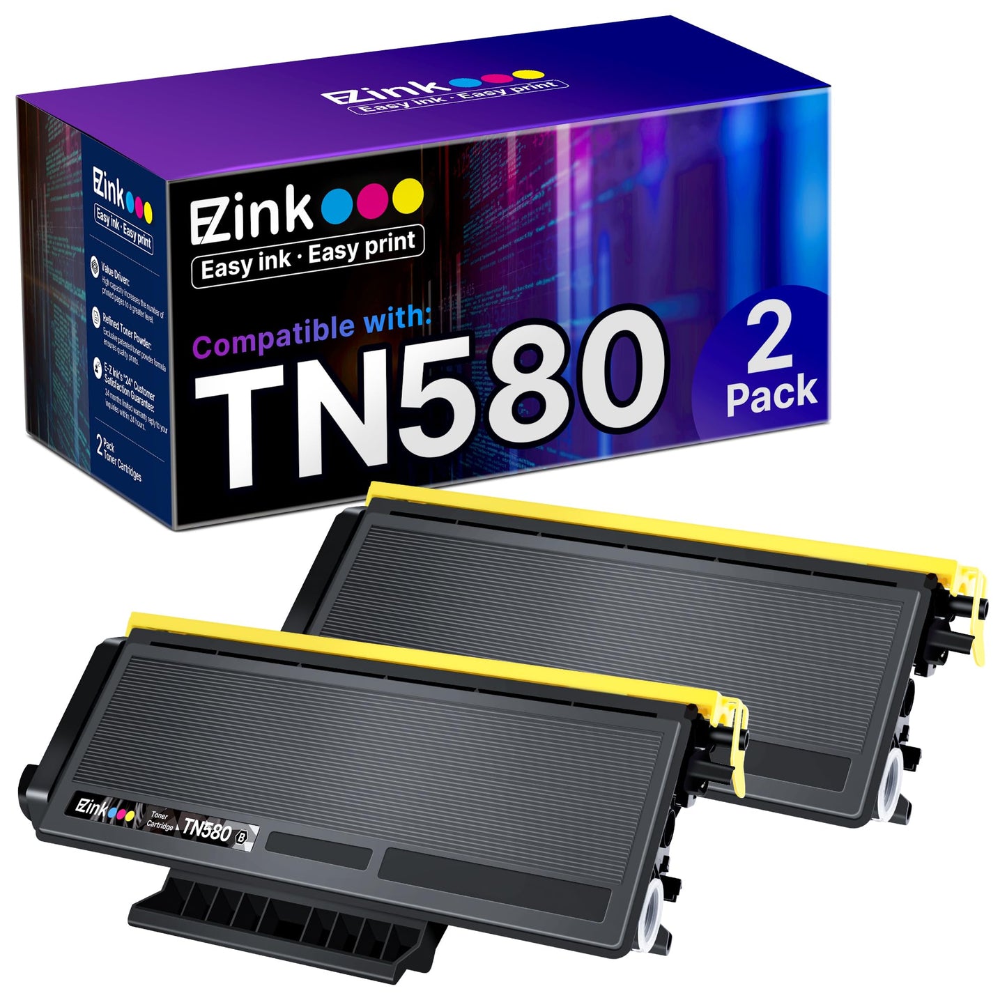 E-Z Ink Compatible Toner Cartridge Replacement for Brother TN580 TN650 TN550 TN620 High Yield Compatible with HL-5370DW HL-5340D DCP-8060 DCP-8065DN
