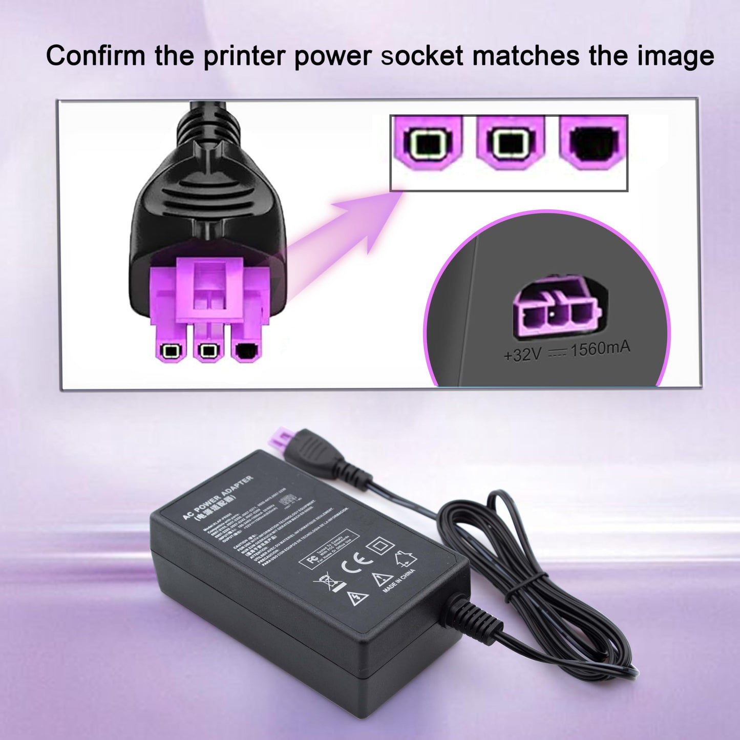32V 1560mA AC Adapter for HP Photosmart B210 C7250 C7280 C310 OfficeJet 7400A 6500 7612 J4550 4500 Printer All-in-One 4500 J4540 C6180 6000 4500…
