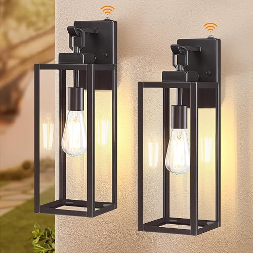 GRUENLICH Dusk to Dawn Outdoor Wall Light Fixtures, 18 Inch Bronze Exterior Waterproof Porch Sconce Lighting, E26 Socket & Tempered Glass, Double
