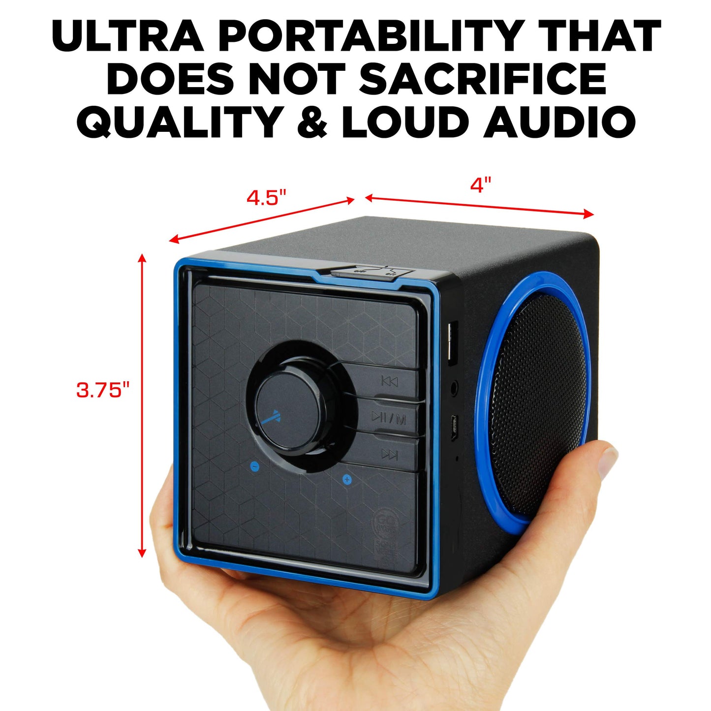 GOgroove SonaVERSE BX Wired Portable Speaker with USB Music Player - Cube Speaker with USB Flash Drive MP3 Input, 3.5mm AUX Port, Playback Buttons
