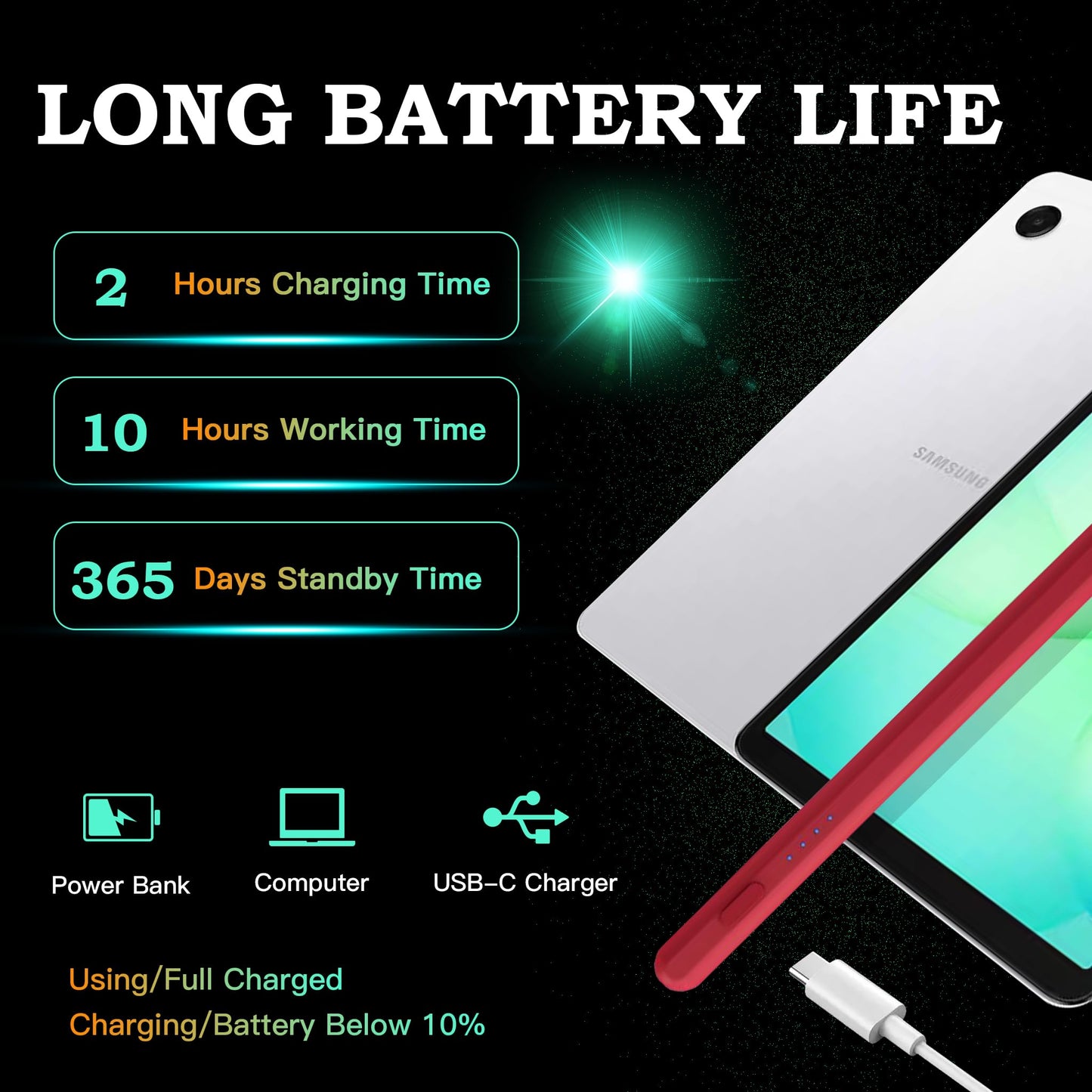 Stylus Pen for Samsung Galaxy Tab A11+/A11 Android S Pen Compatible with Galaxy Table A9+/A9 8.7/11 inches Table Fast Charging, Magnetic adsorption