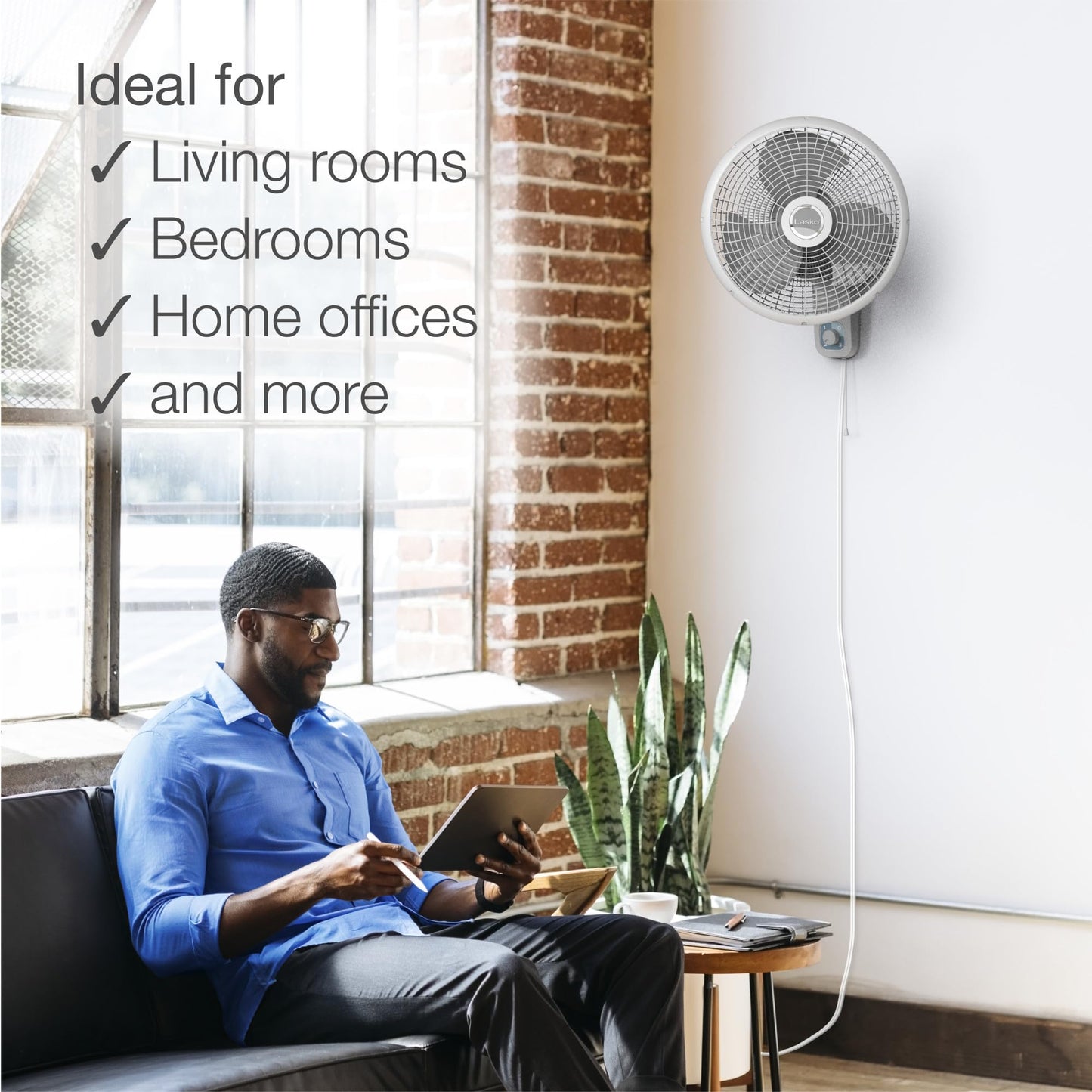 Lasko 3-Speed Oscillating Wall Mount Fan - 16" - M16900 - Light Gray